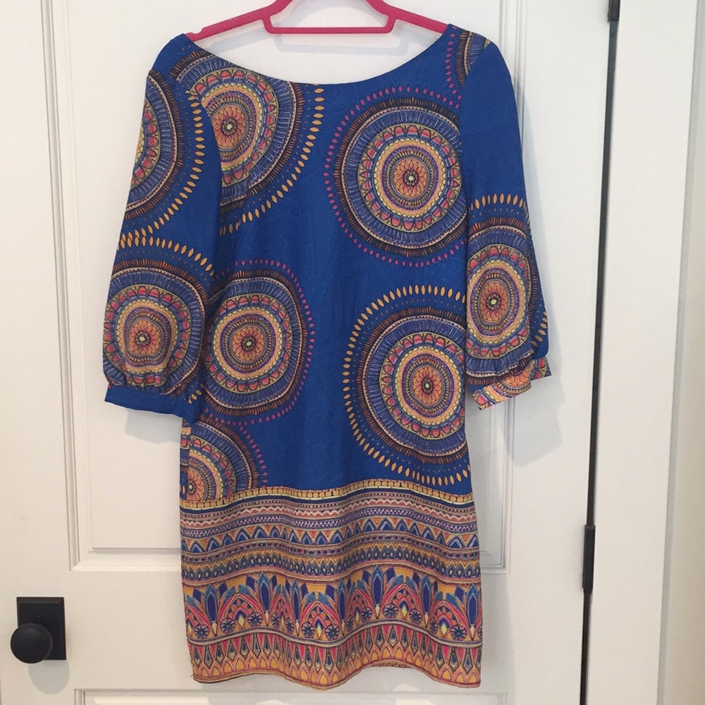 Hello.Miss Boutique Blue Patterned Shift Dress
